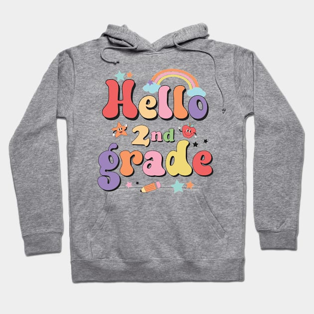 Hello Second Grade Team 2nd Grade Back to School Teacher Kids Hoodie by Charaf Eddine